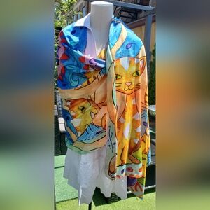 Colorful Cat Print Scarf